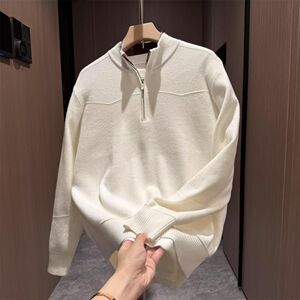 男士针织衫翻领纯色毛衣男秋装商务休闲长袖打底衫潮NB232 P55图片