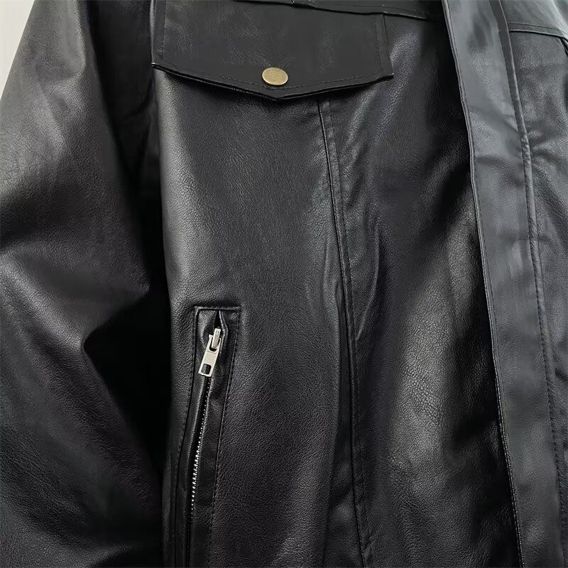 美式复古皮衣外套男痞帅机车服短款工装立领夹克潮PJ05P70,男装皮衣,电商D256-2(原A064-2)