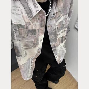 3D数码印衬衫美式街头做旧中性牛仔外套宽松高街夹克上衣J245 P80图片