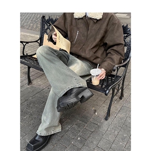 冬季复古毛领夹棉外套男加厚保暖美拉德皮衣机车服棉衣NB270 P100图片
