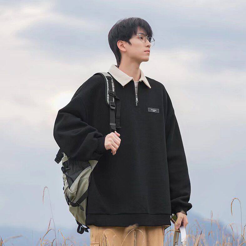 POLO翻领卫衣男女情侣同款日系学院风上衣外套控PPL1-P40,男装Polo衫,电商D256-2(原A064-2)