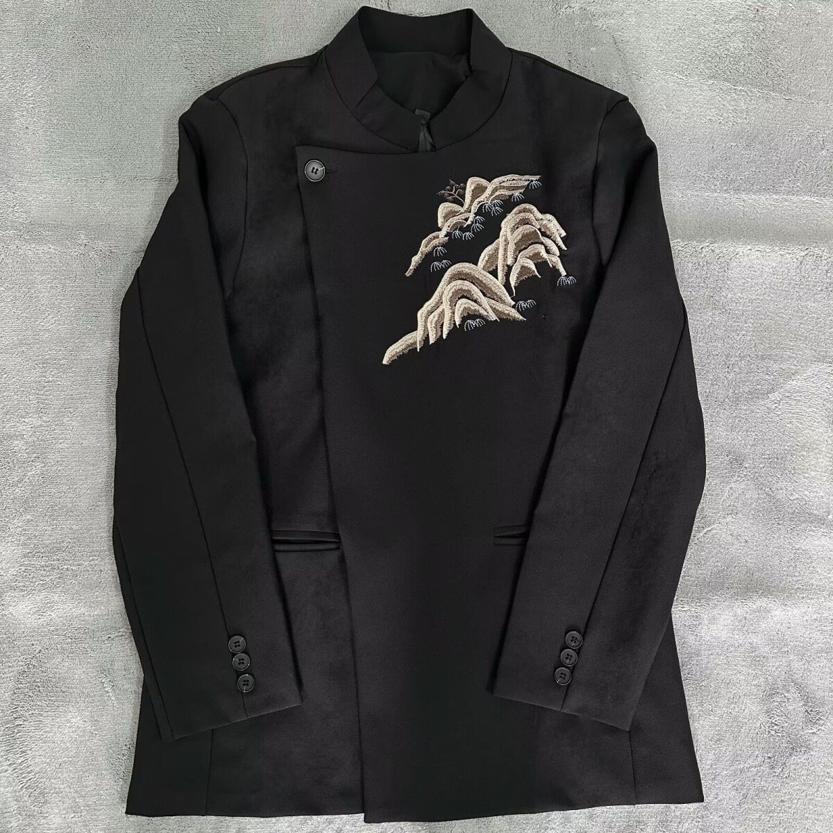 新中式婚服立领黑色复古中山装订婚帅气新郎结婚礼服NB315P65，男装民族服装，电商D256-2(原A064-2)