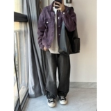 紫色牛仔外套日系潮牌复古翻领工装夹克宽松大码休闲上衣SK26P65，男装工装外套，电商D256-2(原A064-2)