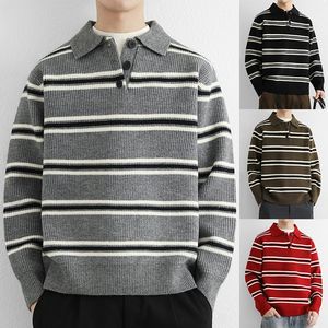 撞色条纹polo衫男士轻熟商务休闲翻领针织衫打底衫 NB354p55，男装T恤，电商D256-2(原A064-2)