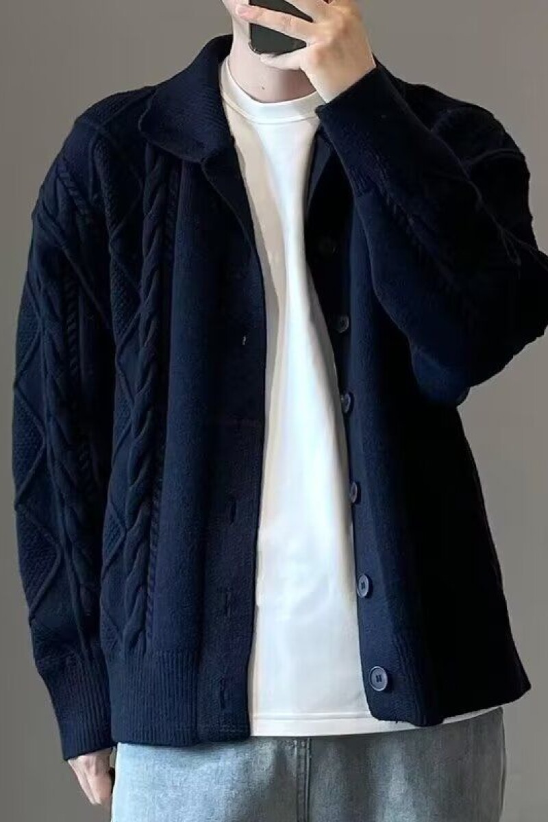 开衫毛衣美式复古休闲慵懒风V领针织衫男纯色外套潮ZZS89P65,男装针织衫/毛衣,电商D256-2(原A064-2)