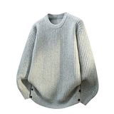 圆领套头毛衣男士秋冬保暖提花纹理百搭毛衫休闲针织衫NB355p55，男装针织衫/毛衣，电商D256-2(原A064-2)