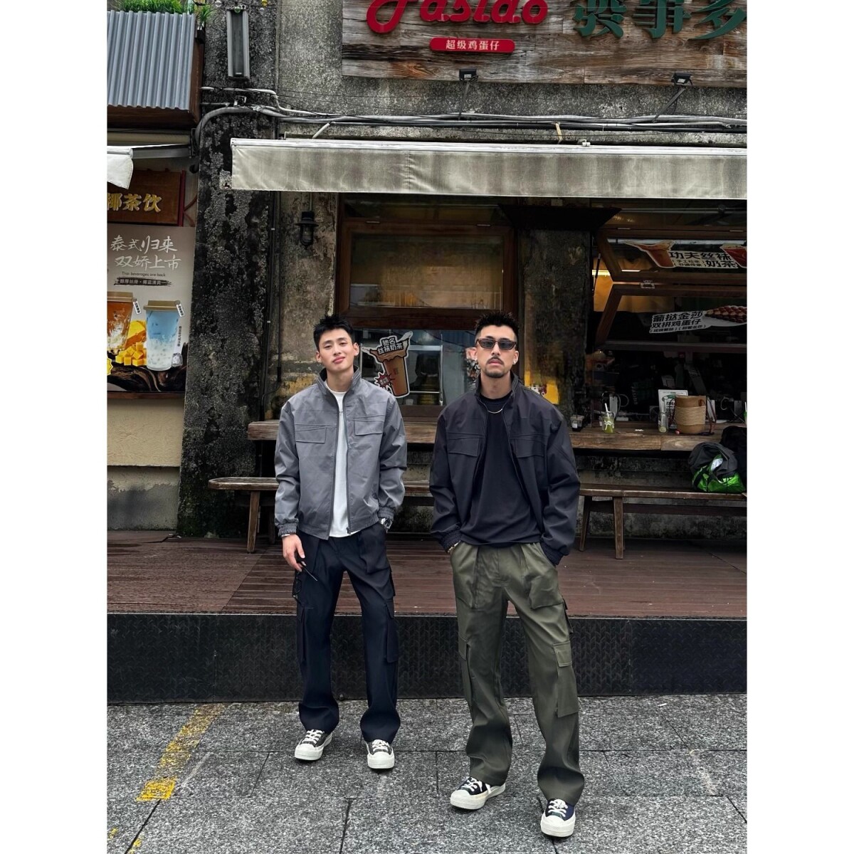 夹克外套男款秋季修身立领痞帅高级感男装时尚飞行员工装nb70p75,男装夹克,电商D256-2(原A064-2)