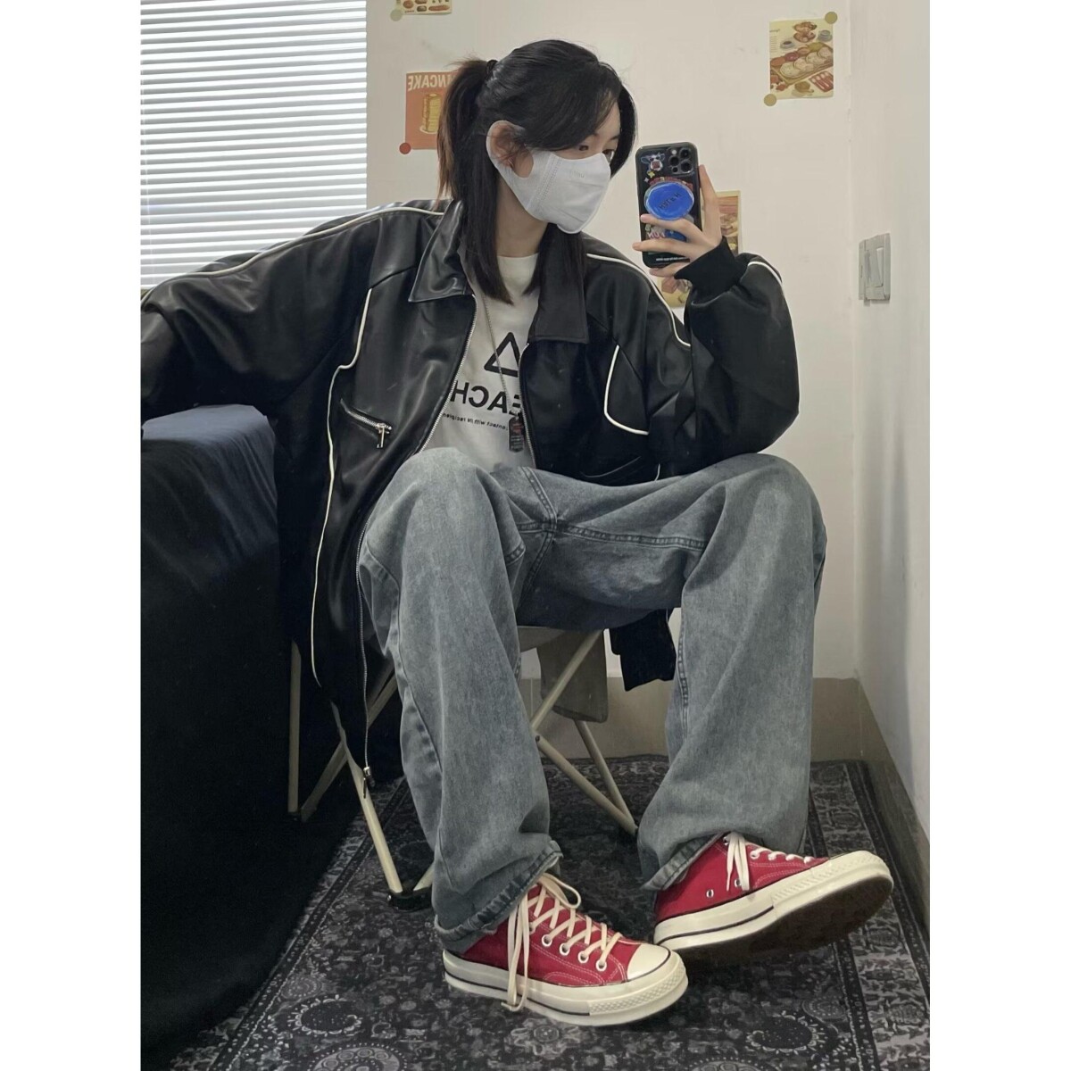 欧美高街复古轮廓机车夹克潮牌情侣宽松防风皮衣外套秋冬B113P55,男装夹克,电商D256-2(原A064-2)