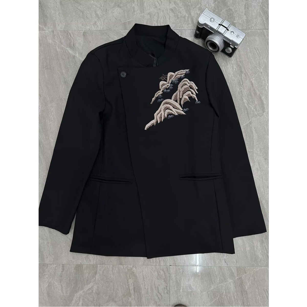新中式婚服立领黑色复古中山装订婚帅气新郎结婚礼服NB315P65,男装民族服装,电商D256-2(原A064-2)