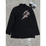 新中式婚服立领黑色复古中山装订婚帅气新郎结婚礼服NB315P65，男装民族服装，电商D256-2(原A064-2)