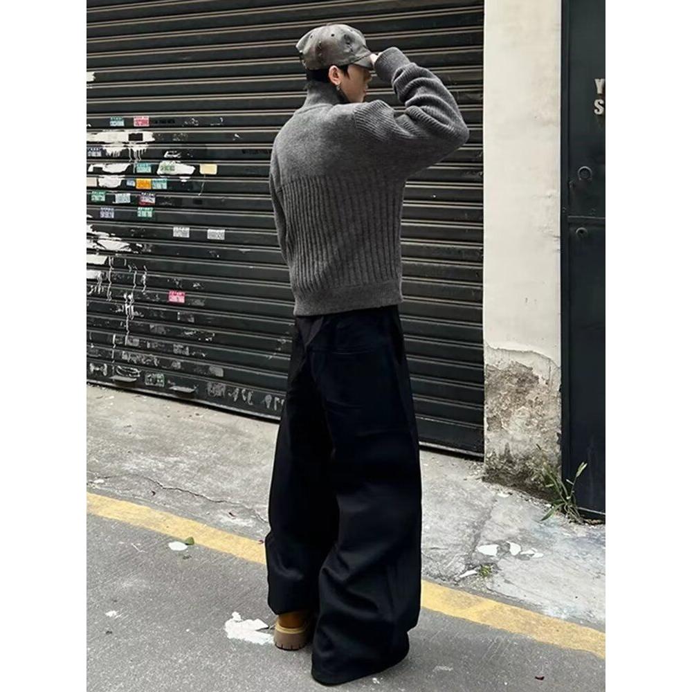 秋冬新款开衫毛衣美式复古休闲慵懒风V领针织衫纯色外套ZZS93P65,男装针织衫/毛衣,电商D256-2(原A064-2)