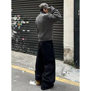 秋冬新款开衫毛衣美式复古休闲慵懒风V领针织衫纯色外套ZZS93 P65图片