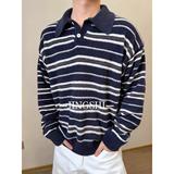 藏青条纹polo衫毛衣 美式复古宽松休闲上衣针织衫外套NB315 p70,男装针织衫/毛衣,电商D256-2(原A064-2), 藏青条纹polo衫毛衣 美式复古宽松休闲上衣针织衫外套NB315 p70,男装针织衫/毛衣,电商D256-2(原A064-2),