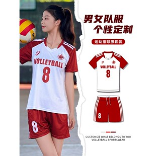 高颜值排球服套装女款运动比赛服定制团队气排球训练速干衣服男款