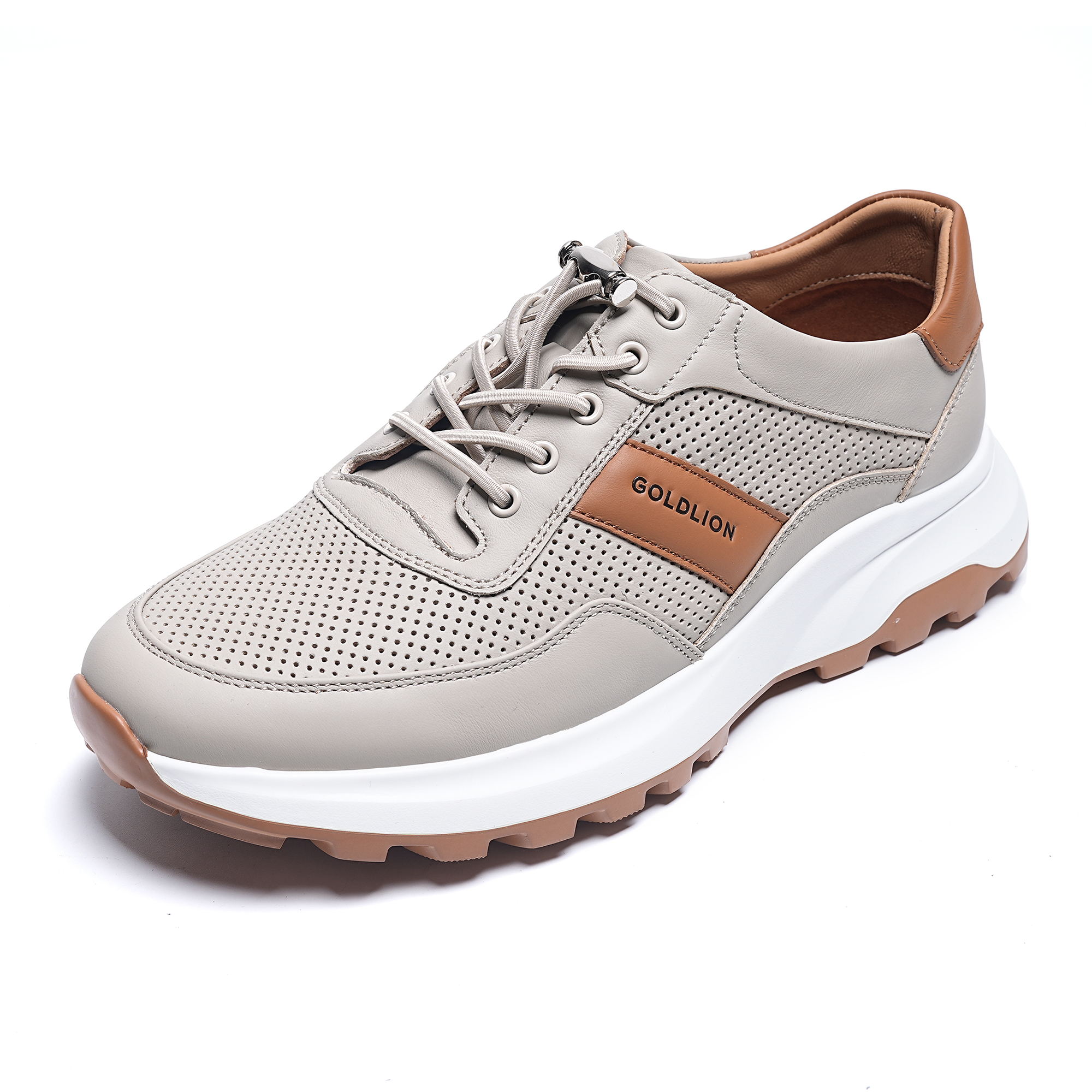 金利来男鞋2025夏季新款专柜正品鞋镂空真皮运动休闲皮鞋男慢跑鞋