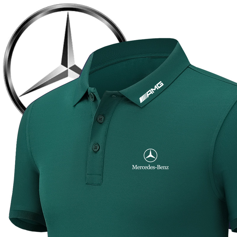 夏天amg汽车工作服短袖男衬衫领polo衫梅赛德斯4S店工装T恤定制