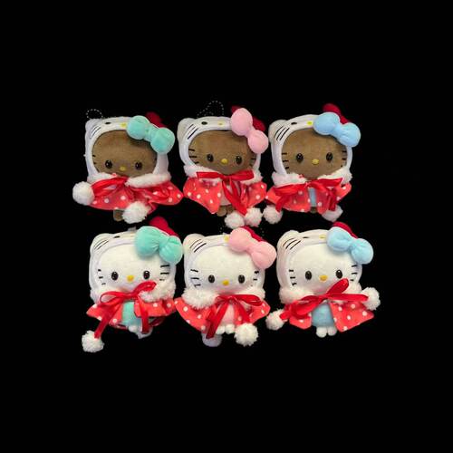 正版HelloKitty红波点连帽披风HelloKitty公仔挂件毛绒钥匙扣包挂