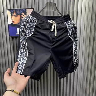 潮牌简约轻奢休闲短裤 加肥加大码 男美式 拼接五分中裤 ins 300斤夏季