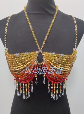 欧美热销夏日风情水晶玻璃项链 个性挂脖辣妹小背心 演出拍摄饰品