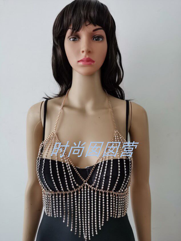 欧美性感水钻胸链 夸张合金爪链挂脖链条饰品 街拍Cos演出身体链
