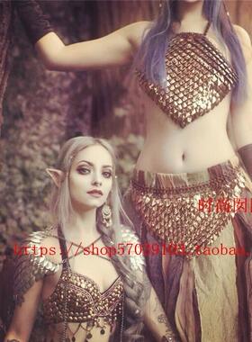 欧美身体链body chains 个性重工鱼鳞腰链B543 Cos演出拍摄饰品