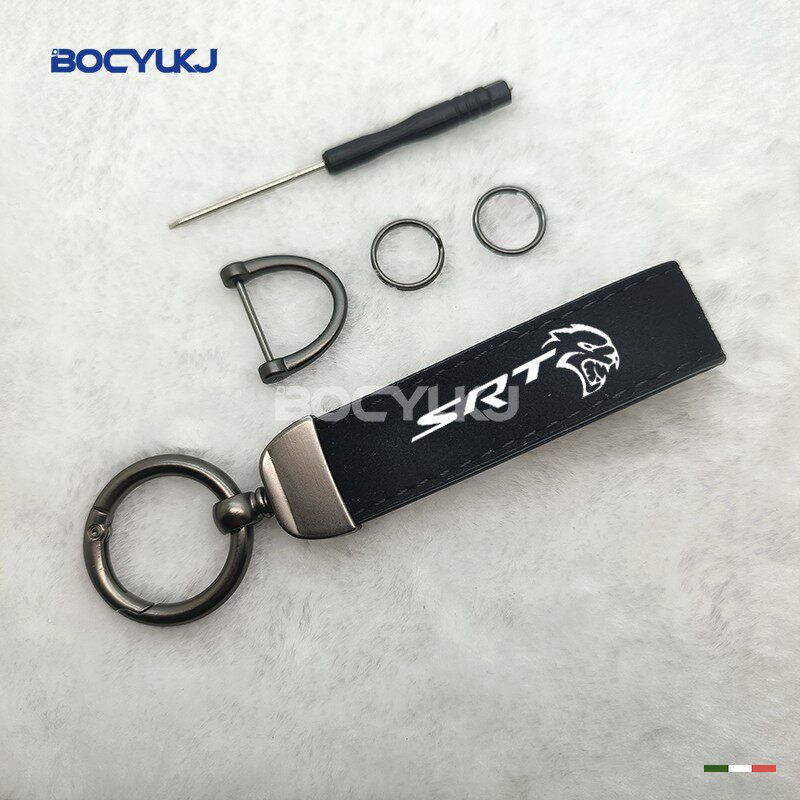 适用于道奇SRT汽车翻毛皮钥匙扣创意个性车标防丢金属钥匙链挂件