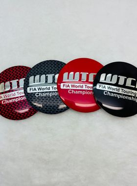 跨境56mm车贴WTCC改装汽车轮毂中心盖贴标3D铝金属标志汽车装饰贴