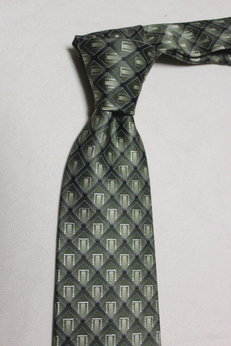 外贸纯原蚕丝印花手打领带真丝手感丝滑绿色碎花绅士男正装8.5cm