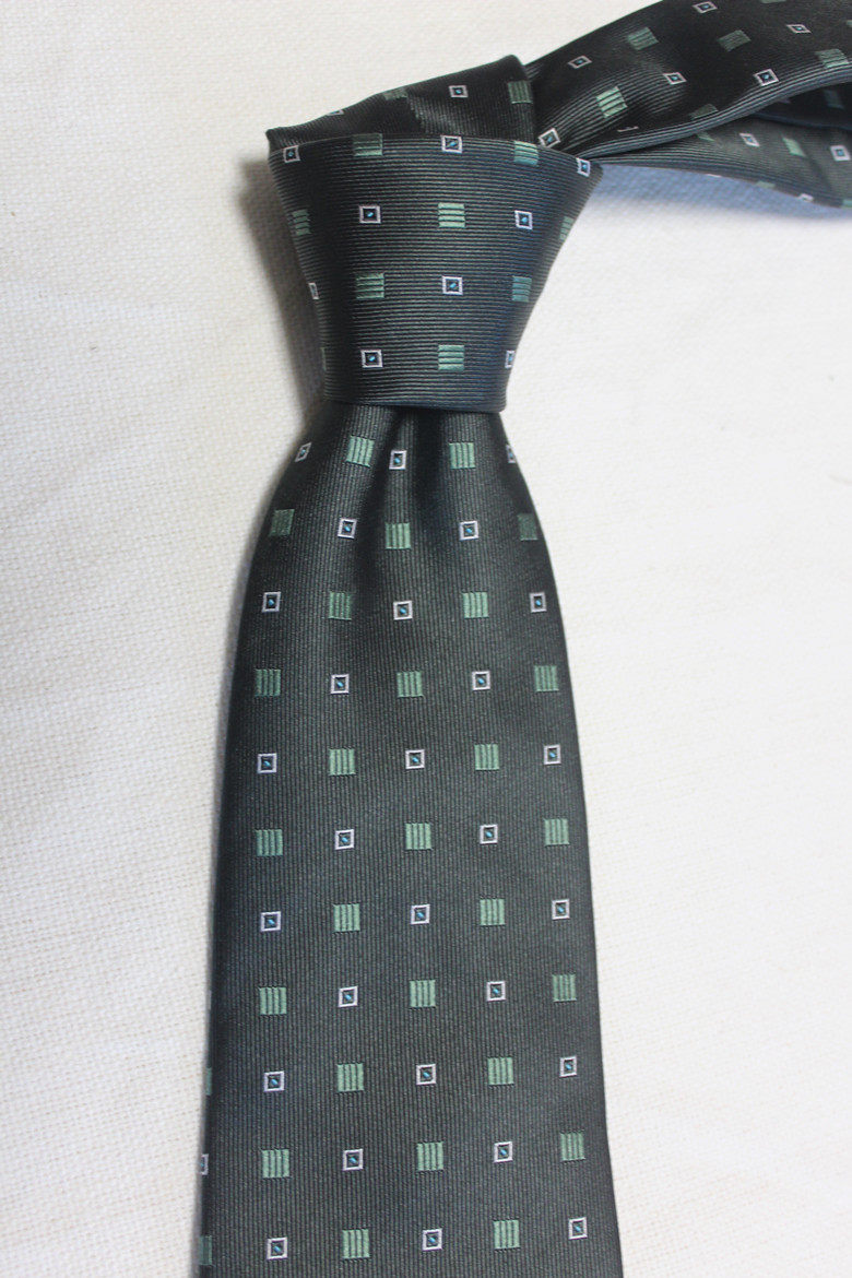 外贸纯原桑蚕丝提花手打领带真丝色织绿色碎花绅士男正装8.5cm