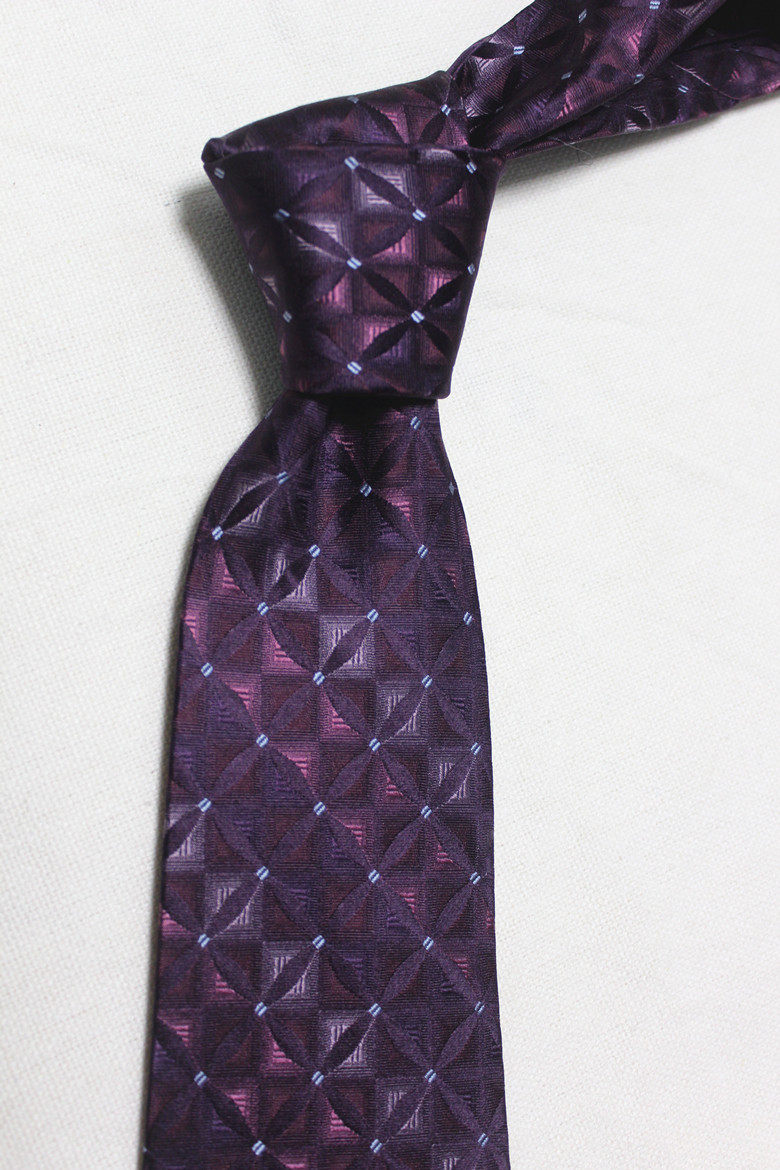 外贸纯原桑蚕丝提花手打领带真丝色织高贵紫绅士男正装9.5cm