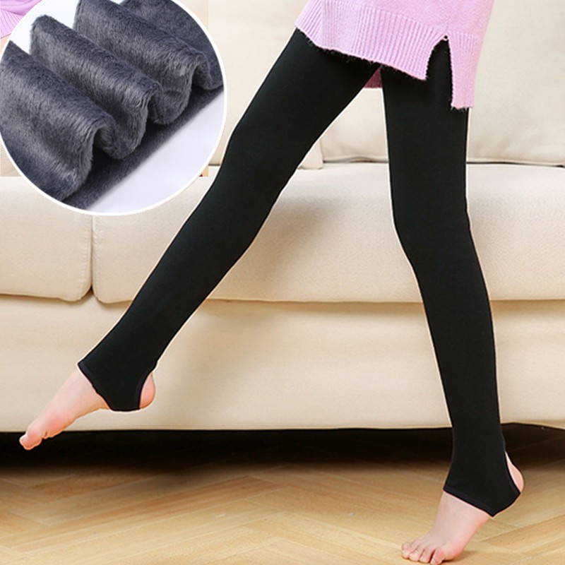 秋冬女童踩脚加绒外穿纯棉保暖裤