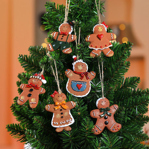 圣诞挂件装饰品姜饼人树吊饰树脂