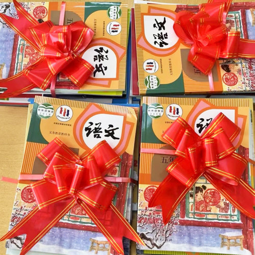 蝴蝶结拉花丝带绑书开学场景布置