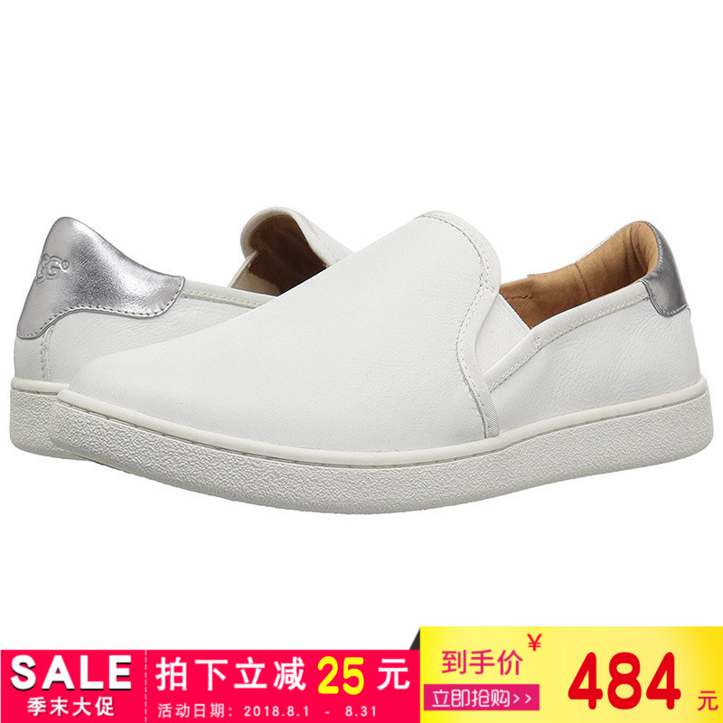 UGG小白鞋女 美國正品代購 2018早秋新款低幫套腳皮質休閑單鞋女