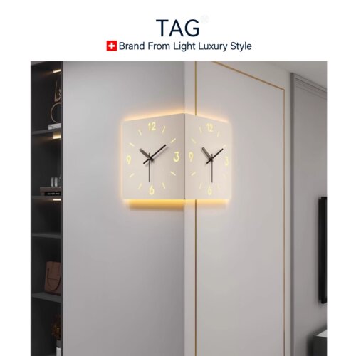 TAGHR瑞士简约风挂钟表双面转角