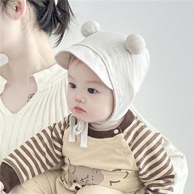宝宝帽子春秋薄款韩版公主帽夏季男女童百搭双球帽韩版潮婴幼儿帽