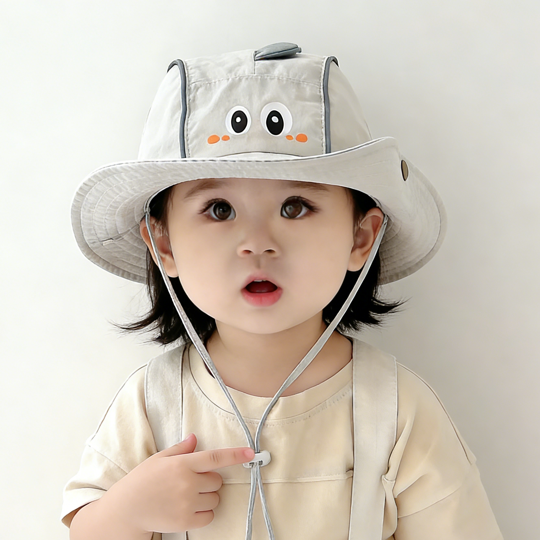 宝宝帽子夏季薄款大檐盆帽男女婴幼儿遮阳防晒可调节卡通帽速干帽图片