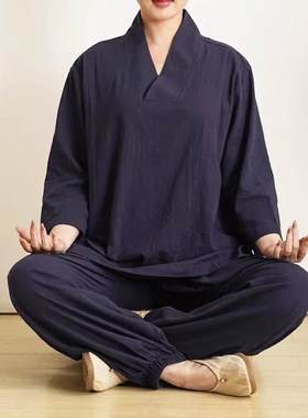 禅意睡衣男女同款两件套宽松茶服