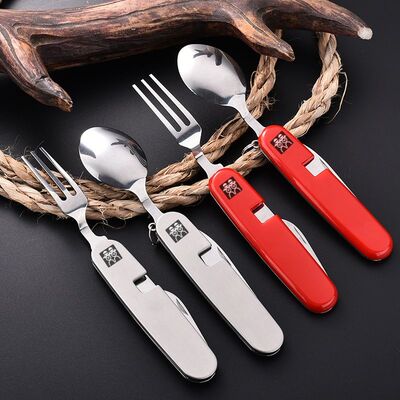 德国DOUBLEDELI野营可拆式组合户外旅游餐具多功能可折叠瑞士刀具