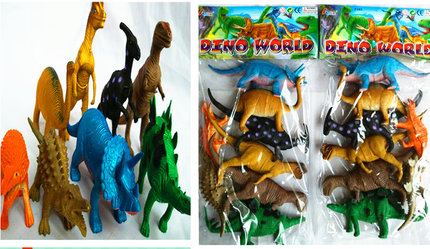 地摊热卖袋装软胶恐龙玩具 侏罗纪恐龙霸王龙三角龙多款套装玩具