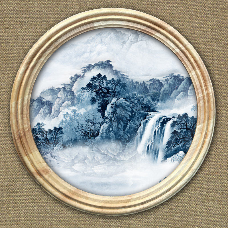 新中式圆形实木画框装裱圆框木框隔断玄关墙垭口窗户套单双边包邮,家居饰品,相框/画框,淘宝优惠券,粉丝福利购,淘宝优惠卷