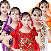 练功服雪纺亮片铃铛上装 表演出服装 成人 肚皮舞上衣印度舞短袖 新款