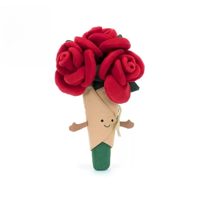 英国Jellycat玫瑰手捧花玩偶花束毛绒玩具摆件娃娃公仔求婚礼物