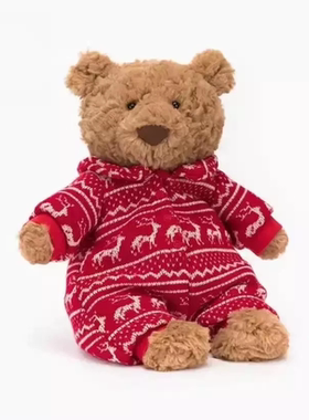 英国Jellycat圣诞节冬日睡衣巴塞罗熊毛绒可爱玩偶公仔玩具礼物