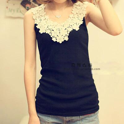 钩花糖果色缕空蕾丝钩花背心