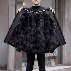 狐狸毛皮草派克服可拆卸内胆皮毛一体冬季男装加厚保暖外套獭兔毛