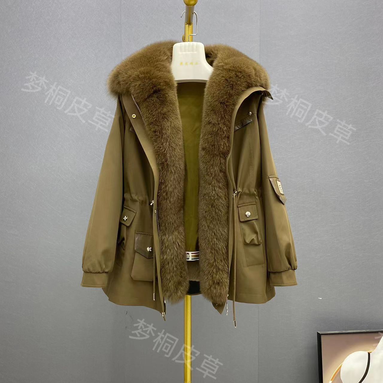 海军领派克服女可拆卸内胆大毛领