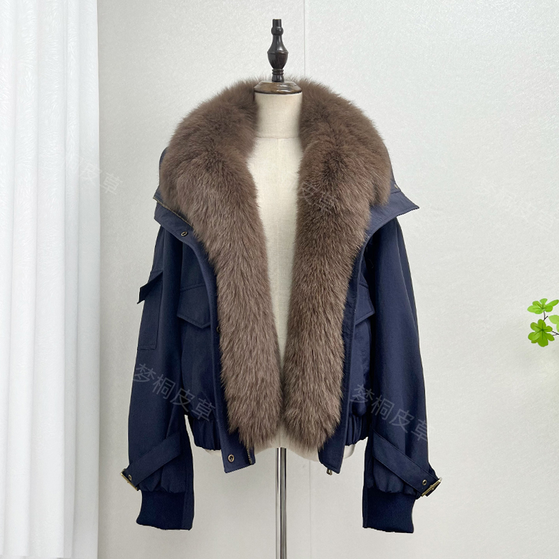 派克服羽绒内胆狐狸毛领皮草女
