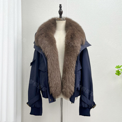 派克服羽绒内胆狐狸毛领皮草女