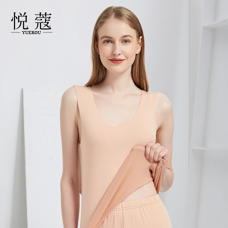 真丝无痕保暖背心秋冬女德绒发热桑蚕丝磨绒加厚内搭修身打底上衣